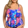 24th & Ocean: Plus Size Luminous Blossom Tiered Tankini Top