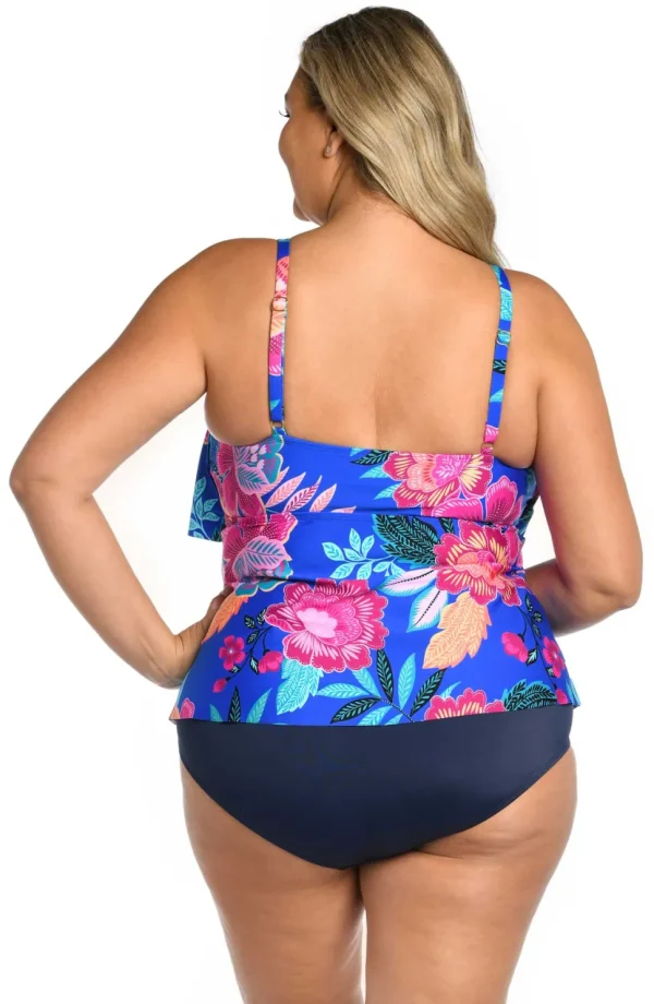 24th & Ocean: Plus Size Luminous Blossom Tiered Tankini Top