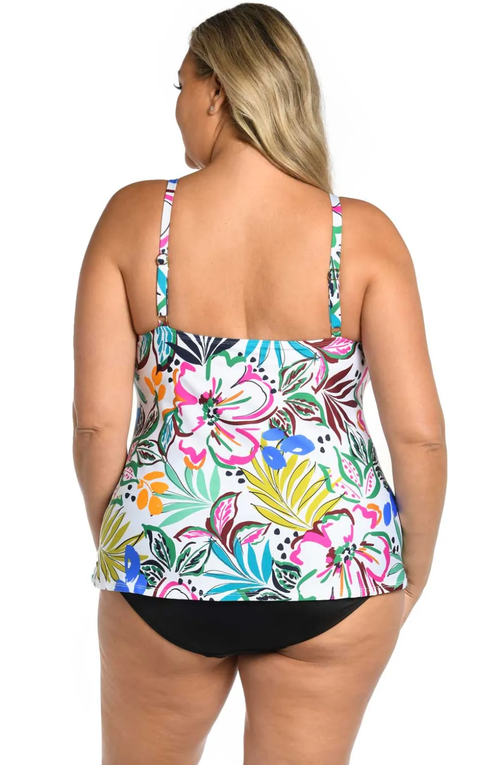 th_amp_ocean_plus_size_sk_1.webp 24th & Ocean: Plus Size Sketched Flora Cutout High Neck Tankini Top