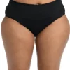 24th & Ocean: Plus Size Solid Mid Waist Spliced Bikini Bottom