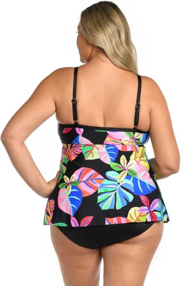 24th & Ocean: Plus Size Tropiflage Flyaway Tankini Top