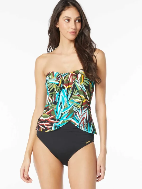 Vince Camuto: Midnight Bloom Draped Tankini